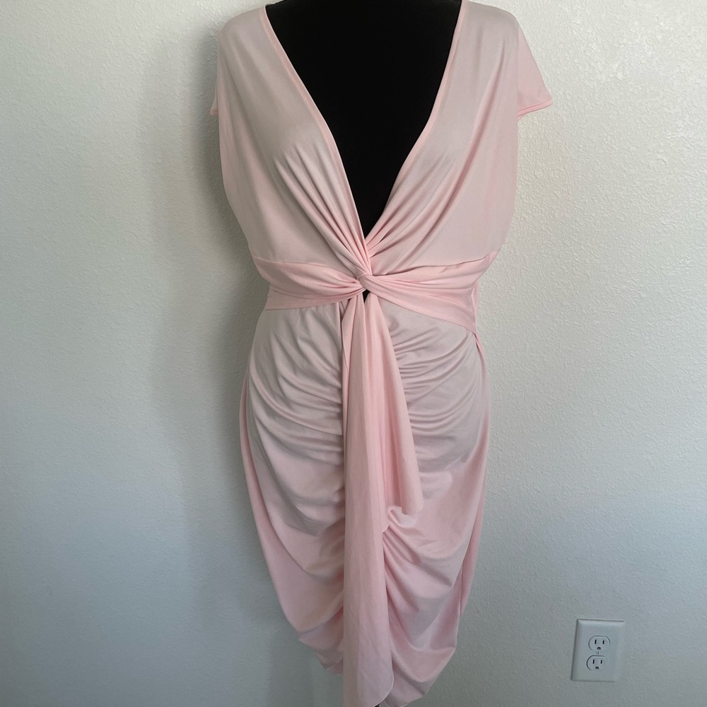 Light Pink V-Neck Wrap Dress